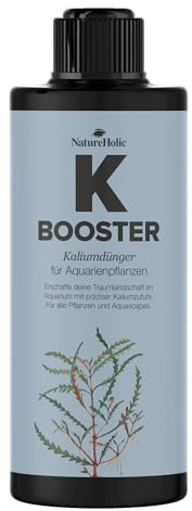 NatureHolic - K Booster - flüssiger Kalium Aquariumdünger I Flüssigdünger für Aquarien I Kaliumdünger I wichtig für gesunde Blätter I für strahlende Blattfarben I 250 ml