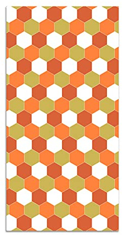 Panorama Tapis du Sol Cuisine Salle de Bain - Différentes Tailles - (Mosaïque Hexagones de Ton Orange 80x150 cm)
