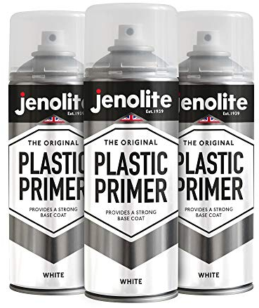 JENOLITE Primer Spray per Plastica Bianco - Alta Qualità, Favorisce l'Adesione - Per Automobili, Mobili da Giardino, Modelli e Altre Materie Plastiche Dure (confezione da 3)