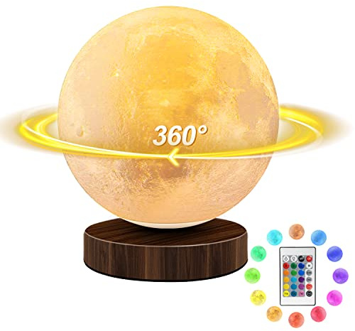 tekstap Mondlampe mit Fernbedienung und Touch-Steuerung, 16 Farben dimmbar um 360°, drehbare Mondlichtlampe um 360°, 3D-gedruckte wiederaufladbare Nachtlichtgeschenke für Kinder/Geburtstag