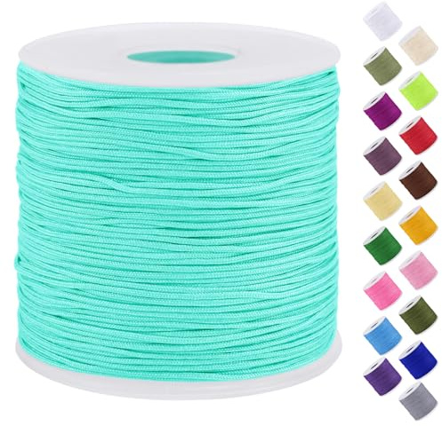 Uiopa Nylonschnur für Armbänder, 0,7mm x 120m Perlenschnur Schmuckband Makramee Garn Geflochten für Armbändern, Halsketten, Schmuck Herstellung, DIY Handwerk