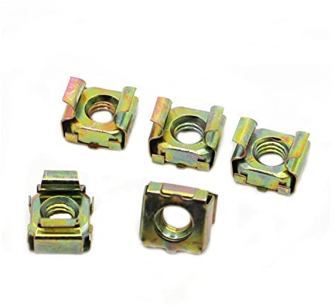 SEIDER Farbe Verzinkter Stahl Quartett schwimmende Muttern M4 M5 M6 M8 M10 M12 Kassette Elastische Gehäusekarte Käfigmutter Quadratische Einrastmutter(M10 5pcs)