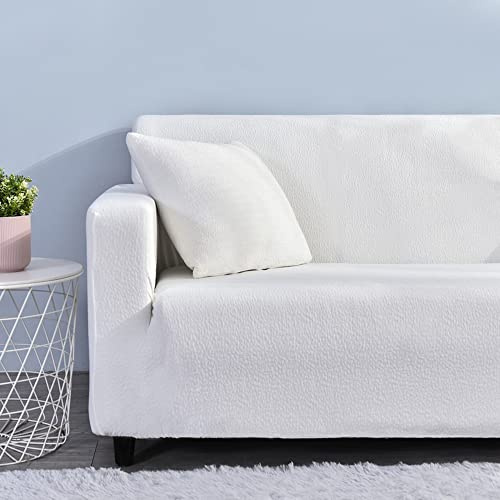 DOTBUY-SHOP Stretch Sofa Überzug, Elastische Wasserdicht Couch Überzug 4/3/2/1 Sitzer Stretchbezug Sofabezug Universal Sofa Cover Sofaschoner Möbelschutz (145-180cm,Weiß)