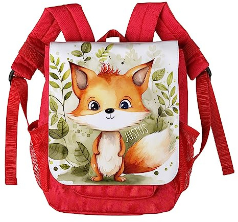 Striefchen® personalisierter Kinderrucksack mit niedlichen Fuchs Kindergartenrucksack Jungen Kinderrucksack mit Brustgurt Kindergarten Rucksack für Jungs