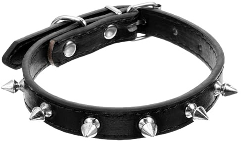 CORHAD Hundehalsband Mit Spikes Und Nieten Verstellbar Für Kleine Hunde Und Katzen Robust Schwarzes Für Spaziergänge Und Alltag