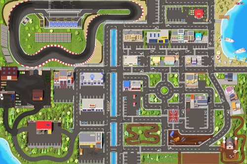 SkippiDoo Tappeto da gioco per bambini su strada e auto (300 x 200 cm), lavabile, antiscivolo e certificato OEKOTEX, tappeto per bambini e bambine, tappeto per auto, tappeto da strada