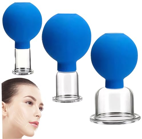Gesichts Schröpfset für das Gesicht 3 teiliges Gesichts Saugnapf in 3 Größen wiederverwendbares Augen und Schröpfset Anti Cellulite Schröpftherapie Set aus Kunststoff für die Massage