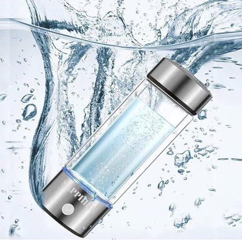 Unidad de purificación de agua de hidrógeno con luz LED y carga USB, acero inoxidable, 32 onzas