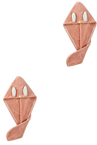 TOVINANNA 2stücke Cartoon Kaninchen Ohren Trockene Haube Schnelle Trocknung Haar Wrap Für Dusche Make-up Und Gesichtsreinigung Ultra Saugfähiger Weicher Mikrofaserstoff Korallenrosa
