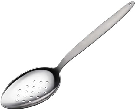 CURISEW Silver Stainless Steel Perforated Spoon Chef Spoon, 9 inch Big Spoon, Sauce Spoon Chef Kunz Spoon, Basting Spoon, Plating Spoons, Serving Spoons Stainless Steel, Comically Large Spoon