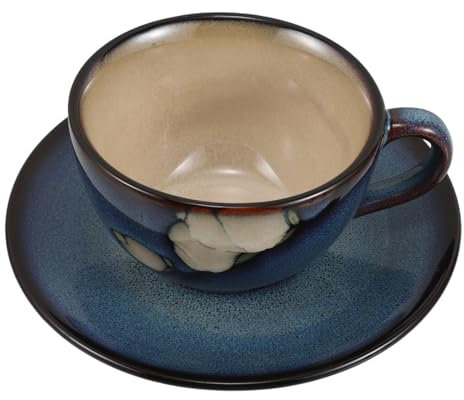 LIFKOME Juego de Taza de Café Cerámica Vintage Platillo Japonés Tarde Taza Decorativa de Limpiar