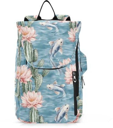 Sac à dos de tennis, badminton, étanche, style chinois, poisson, cactus, sac de tennis pouvant contenir 2 raquettes pour femmes et hommes