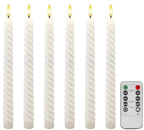 GBKDQQ LED Stabkerzen Set, 6er Pack Flammenlose Kerzen mit 10-Tasten-Fernbedienung & Timer, Batteriebetrieben, Warmweiß Flackernd, für Weihnachtsdeko, Hochzeit, Halloween, Kamin, Party