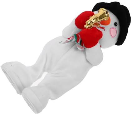 YARNOW Elektrischer Plüsch Schneemann Weihnachtsfigur mit Musik und Drehfunktion Tanzendes Weihnachtsmitbringsel für Niedliches Weihnachtsdeko ohne Batterien