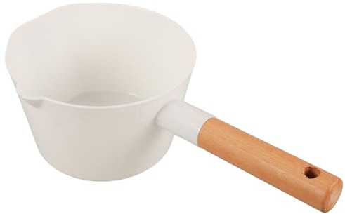 DIYEAH Cucharón de Agua de Mango Largo de Madera Natural Blanco Pala de Cocina Ecológica Apilable para Cocina Baño y Jardín Diseño Funcional para Transferencia Eficaz de Líquidos