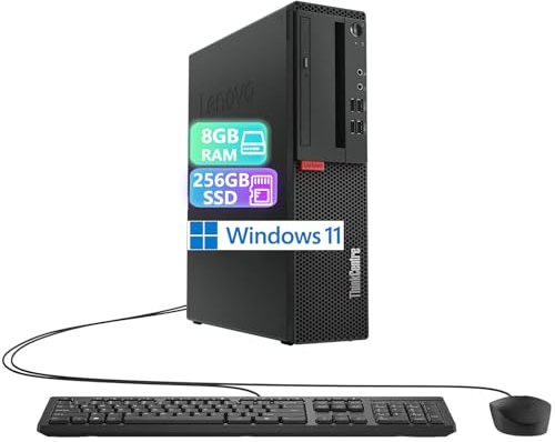 Lenovo ThinkCentre M710s SFF Desktop Computer PC, Intel Core i3-6100, 8 GB RAM, 256 GB SSD, WiFi, Bluetooth, tastiera US QWERTY Windows 11 Pro (ricondizionato)