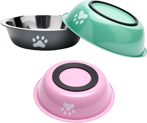 3 gamelles pour chien et chat, En acier inoxydable, 860 ml, Antidérapantes