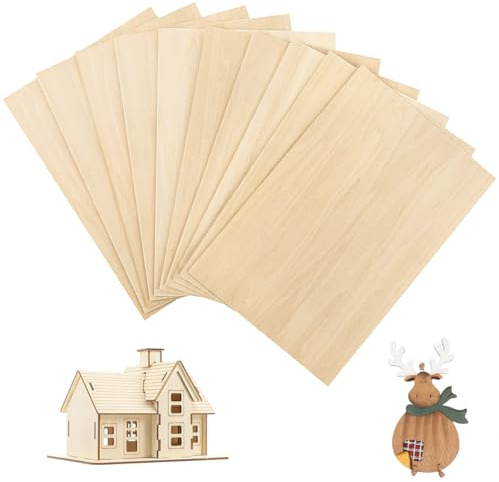 10 stycken träpaneler plywood, 300 × 200 × 1,5 mm rå plywoodskiva för gör-det-själv för flygplan, trä, modellbyggprojekt, gör-det-själv-modeller