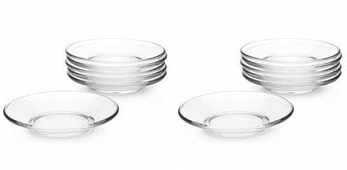 Glasmark KROSNO 1992 Soucoupe à Thé Café Dessert en Verre Transparent Ronde 10,7 cm (Lot de 2)