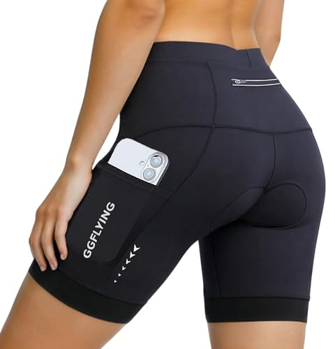 GGFLYING Fahrradhose Damen 5D Gepolstert Radlerhose Damen Radhose Kurz Schnelltrockende Atmungsaktive mit 3 Tasche