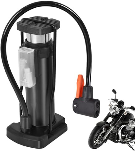 Fußluftpumpe – Aluminium-Nylon, 15 cm hoher Druck, 120 PSI, rutschfeste Unterseite mit klarem Messgerät, Reifenfüller, Auto, Fahrrad, Motorrad, Wohnmobil, Luftmatratze, Sportgeräte, Garage, Werkstatt