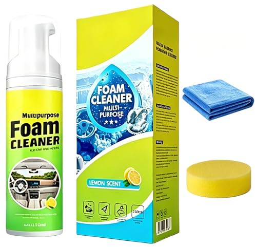 Polsterreiniger Auto, Teppichreiniger Schaumspray mit Lappen, Teppich Reiniger, Autositz Reiniger Klein, 150 ml, Fleckenspray für Sofa, Schuhe und Fahrzeuginnenraum (×1)