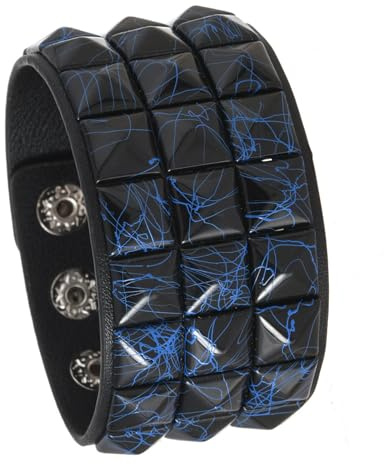 Shntig Unisexe Punk Charm Carré Clous Cuir Longueur Réglable pour Homme et Femme Mode Cadeau Accessoire Doux Carré Clouté PU Cuir Bracelet Réglable Confort pour un usage quotidien Unisexe, Medium