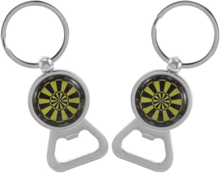 WRITWAA Dartscheiben Flaschenöffner Schlüsselanhänger 2 Stück pack aus Edelstahl Tragbar Gelb für Geburtstag und Party Oktoberfest Deko