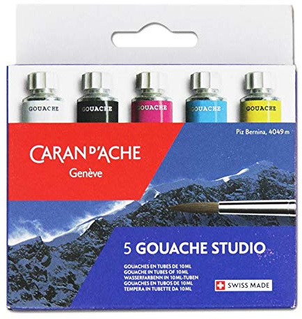 Caran d'Ache 3 Primärfarben + schwarz + weiss, 21 ml