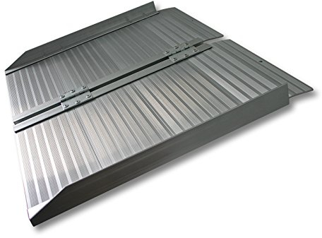 Wiltec Rollstuhlrampe faltbar 150 cm 270 kg, Mobile Auffahrschiene als Rollirampe, Aluminium Kofferrampe, Flachrampe klappbar