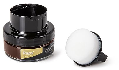 Kaps Delicate Shoe Cream with Sponge Applicator for Leather Shoes & Boots - Polish & Colour Restorer, Natural Wax Conditioning Formula, 70+ Colours, 50ml