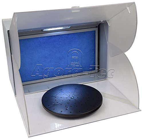 Agora-Tec® Airbrush Spritzkabine Absauganlage AT-ASK-01 mit 4,3m³ Absaugleistung bei nur 52db inkl. Beleuchtung und Drehteller als Zubehör und Lackierkabine für Airbrush Modellbau und Lackierarbeiten