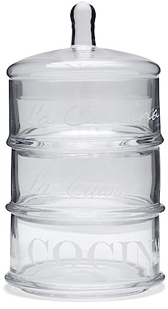Riviera Maison 3-teilige Aufbewahrung aus Glas, glasbehälter mit Deckel, küche- La Cucina Pot Mini - Transparant - 22,5cm hoch - Durchmesser 12cm