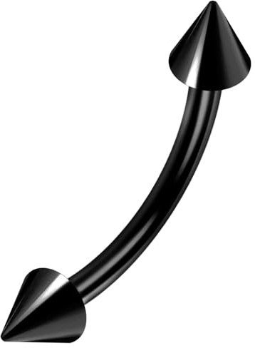16 gauge nero anodizzato G23 Grado Solido Titanio Banana Campana con cono per sopracciglia e Titanio, colore: Nero , cod. BAT-MP-N002BL-8MM