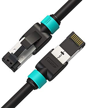 LINKUP - Certificado por Versiv┃Cable Ethernet - 2280cm (1 Paquete) Cables de conexión RJ45 S/FTP Doble Blindaje 10G┃para Rojo de Internet LAN Conmutador Panel Enrutador Gaming |26AWG Negro