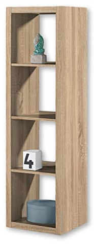 STYLE Modernes Würfelregal Eiche Sonoma Optik, ideal für Faltboxen - Praktisches Raumteiler Regal mit offenen Fächern - 41 x 147 x 38 cm (B/H/T)