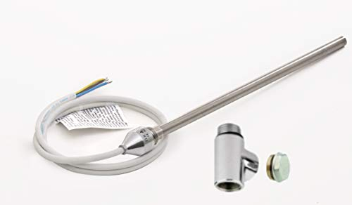 Valdern DUAL FUEL TOWEL RAIL ELECTRIC HEATING ELEMENT KIT (150W / 250W / 300W / 400W / 600W) FOR BATHROOM TOWEL RAILS AND RADIATORS WARMERS/CHROME CAP WITH T PIECE AND BLANKING PLUG (300 Watt)