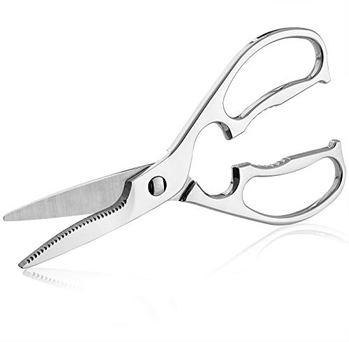 Multi-Purpose Kitchen Scissors WELLSTAR, Premium Stainless Steel Solid Kitchen Shears for Can Opener, Heavy Duty Poultry Scissors with Sharp Blade for Cutting Turkey, Chicken, Bones