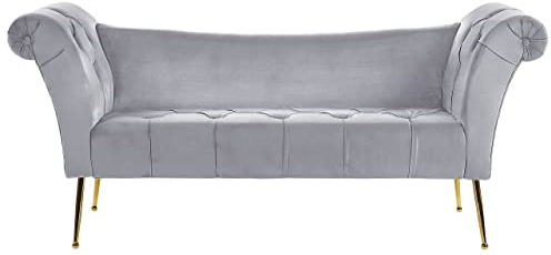 Beliani Bequeme Chaiselounge im Retro Stil Samtbezug hellgrau Nantilly
