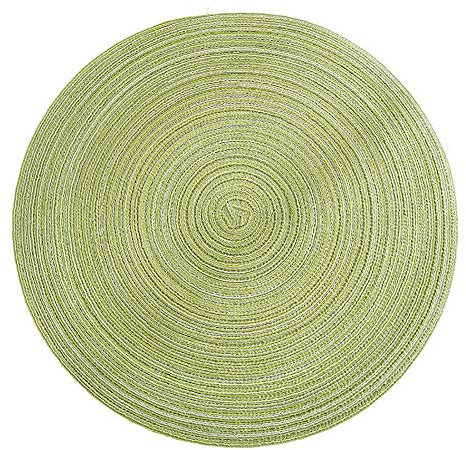 6Pcs Round Braided Placemats Washable Kitchen Table Placemats for Home Wedding Party,Green-36cm