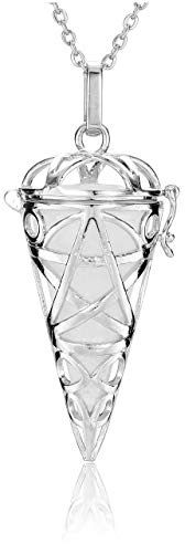 JOVIVI Klar kvarts Reiki helande kristall medaljong hänge halsband ädelsten sexkantigt spetsigt halsband pendel nedsänkning spådom smycken för kvinnor