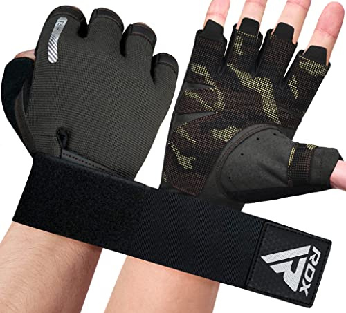 RDX Gewichtheberhandschuhe, zusätzliche Dehnbare Lange Handgelenkstütze, voller Handflächengriff, Männer Frauen Fitness HIIT Workout, Bodybuilding Krafttraining Radfahren Übung Home Gym Ausrüstung