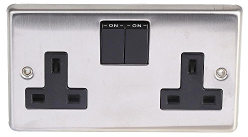2G DP Socket Round Edge Negro INS | INTERRUPTORES/SALIDAS Rango de interruptores Eléctrico, Embellecedor Enchufe Pared, 1 X Cantidad - VX1500SSBK/D