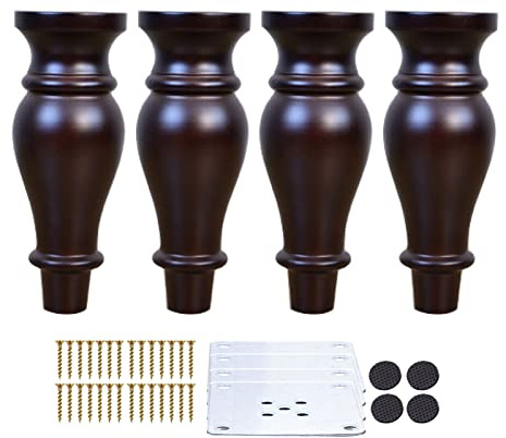 4 Stück Massivholz Ersatz Möbelfüße, Moderne Vintage Schrankfüße, Antike Möbelbeine mit Montageplatten Schrauben, für TV-Ständer Couchtisch Sofa Couch Ottomane (18cm/7.09in)
