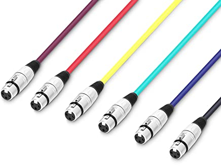 Adam Hall Cables 3 STAR MMF 0100 SET - Mikrofonkabel, 3-Pol XLR female auf 3-Pol XLR male, 6 Stück, bunt, 1m