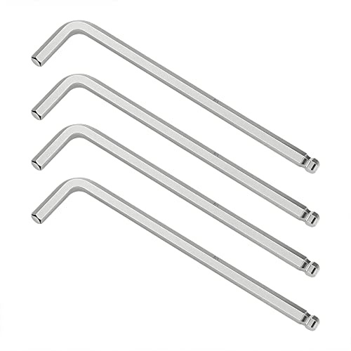 FOCMKEAS 4 PCS 1/4 Ball End Hex Key Allen Wrench, SAE Internal Hexagonal, Wrench L Shaped Long Arm Repairing Tool, CR-V
