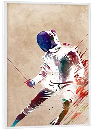 artboxONE Poster mit weißem Rahmen 18x13 cm Sport Fechtsportart Kunst - Bild Fechter Fechter Schwert