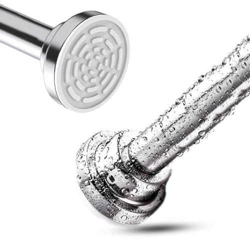 Rocoel Shower Curtain Rail 80-125 cm - No Drill Stainless Steel Extendable Tension Rod Pole for NetVoile Curtain - Heavy Duty & Rust Resistant for Bay, Window, Door, Wardrobe, Balcony