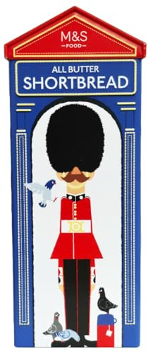 M&S All Butter Shortbread London Guard Tin Christmas Special 180g British Guard Tin Made in Scotland - in Premier Life Store box