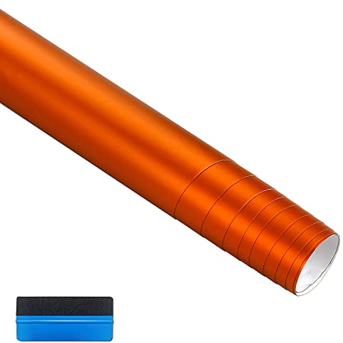 NewL Premium Satin Matt Chrom Ice Metallic Vinyl Folie Auto Folie Aufkleber Luftblasenfrei DIY Motorrad Handy Aufkleber Zubehör (Orange, 30 cm x 150 cm)